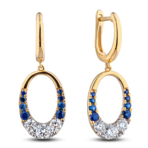 De Beers Forevermark Diamond And Sapphire Dangle Earrings in 18K Yellow Gold