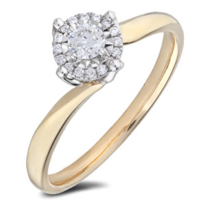 De Beers Forevermark Diamond Miracle Setting Halo Ring in 18K White & Yellow Gold