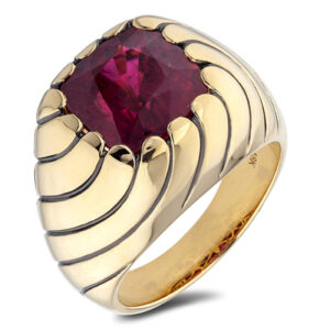 Vintage Rubellite Signet Ring In 18K Yellow Gold