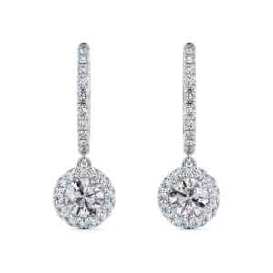 De Beers Forevermark Diamond Halo Drop Earrings in Platinum