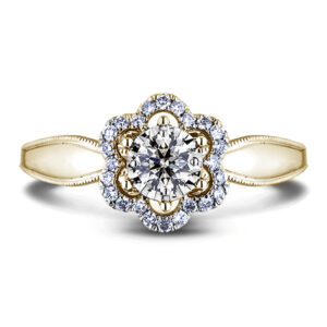 Miracle Setting De Beers Forevermark Diamond Flower Engagement Ring In 18K Gold