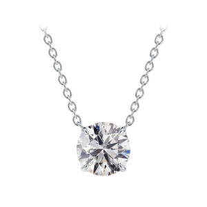 Bezel Set De Beers Forevermark Certified Diamond Pendent In 18K White Gold