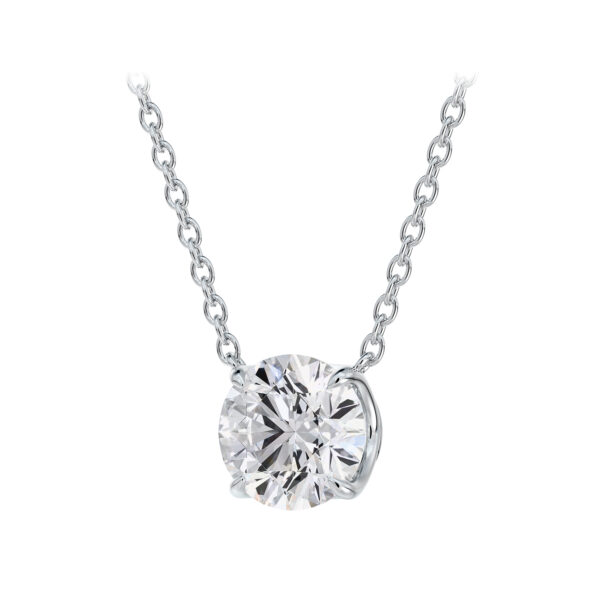 Bezel Set De Beers Forevermark Certified Diamond Pendent In 18K White Gold