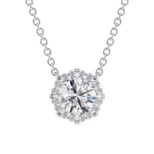 De Beers Forevermark Diamond Floral Halo Necklace in 18K White Gold