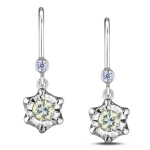 Miracle Setting Diamond Hook Earrings in White Gold