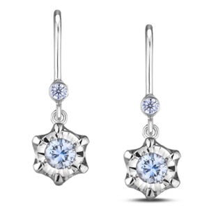 Miracle Setting Diamond Hook Earrings in White Gold