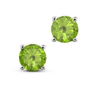 Peridot Stud Earrings in White Gold