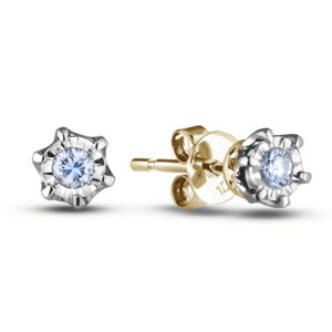 De Beers Forevermark Diamond Miracle Setting Stud Earrings in 18K White & Yellow Gold