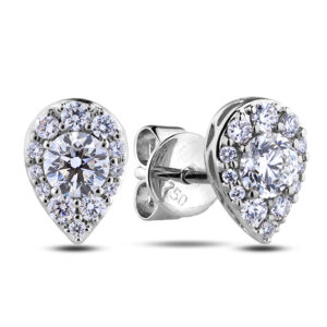 Canadian Diamond Pear-Shaped Halo Stud Earrings in White Gold