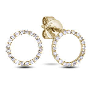 Circle Diamond Stud Earrings in Yellow Gold