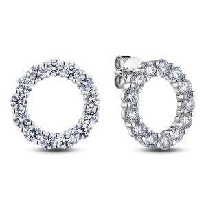 De Beers Forevemark Circle Diamond Stud Earrings in 18K White Gold