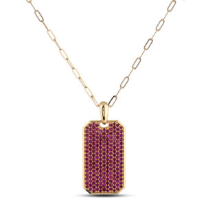 Men's 5.00 Carat Ruby Dog Tag Pendant in 18K Yellow Gold