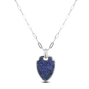 Sapphire Men's Crest Pendant in 18K White Gold