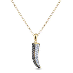 Black and White Diamond Men's Dragon Claw Pendant in 18K Yellow Gold