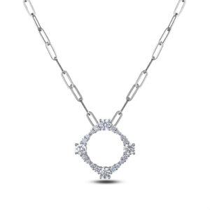 De Beers Forevermark Diamond Square Necklace in 18K White Gold