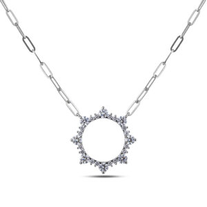 De Beers Forevermark Diamond Starburst Circle Necklace in 18K White Gold