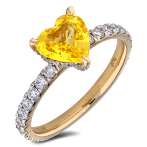 Heart Shaped Yellow Sapphire & Diamond Ring in 14K Yellow Gold