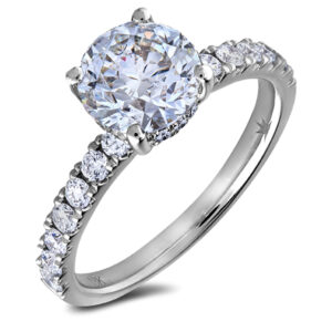 De Beers IOD Certified Diamond Engagement Ring In 18K White Gold