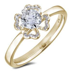 Flower Canadian Diamond Engagement Ring in Yellow Gold