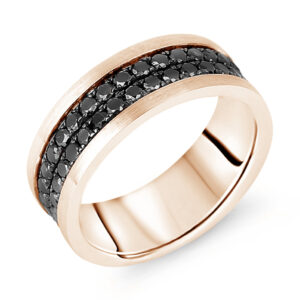 Black Diamond Men's Double Row Eternity Wedding Band Ring