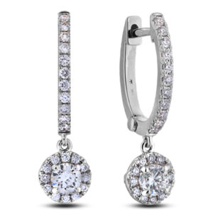 De Beers Forevermark Halo Drop Diamond Earrings in 18K White Gold