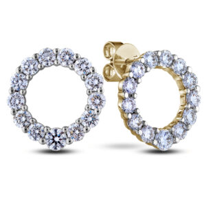 Circle Stud Earrings With De Beers Forevemark Diamond in 18K Yellow Gold