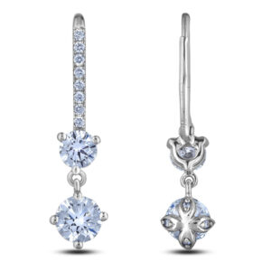 De Beers Certified Diamond Dangle Earrings in Platinum and 18K White Gold
