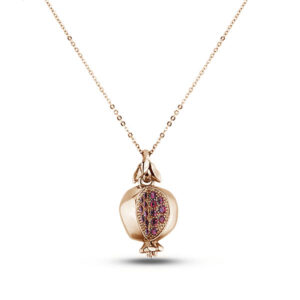 Ruby Pomegranate Pendant In 18K Rose Gold