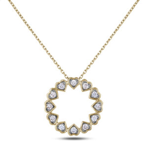 Canadian Diamond Heart Circle Pendant in Yellow Gold
