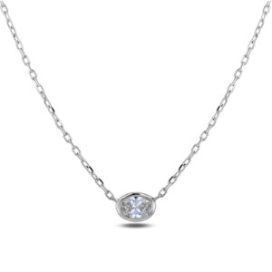 GIA Certified Diamond Solitaire Oval Pendant in 18K White Gold