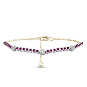 Canadian Diamond and Ruby Bracelet in White and Yellow Gold