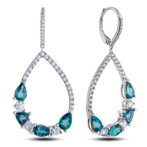 De Beers Forevermark Diamond And Brazilian Color Changing Alexandrite Dangle Earrings in 18K White Gold