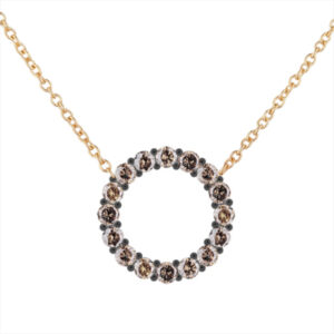 Canadian Coffee Diamond Circle Necklace in Yellow Gold
