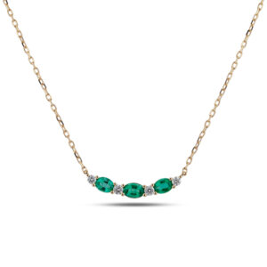 Emerald and Diamond Curve Pendant in 18K Yellow Gold