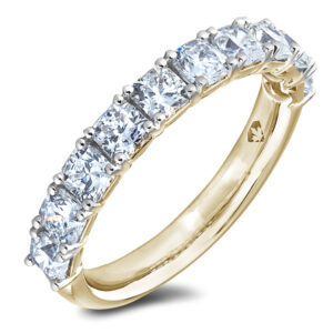 De Beers Forevermark Black Label Ideal Cushion Diamond Anniversary Ring in 18K Yellow Gold