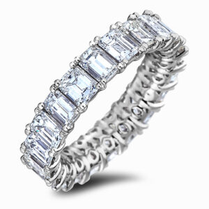 Emerald Cut De Beers Forevermark Diamond Eternity Ring in 18K White Gold