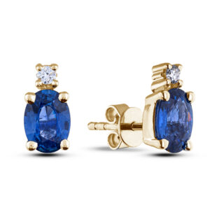 Australian Sapphire and Canadian Diamond Stud Earrings in Yellow Gold