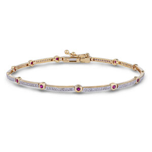 Canadian Diamond and Ruby Tennis Bracelet In Gold