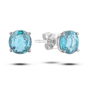 Aquamarine Stud Earrings in 14K White Gold
