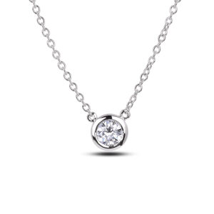 Bezel Set Canadian Diamond Solitaire Pendant in White Gold