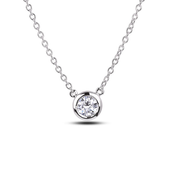 Bezel Set Canadian Diamond Solitaire Pendant in White Gold