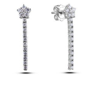 Diamond Dangle Earrings in 14K White Gold - Josiane