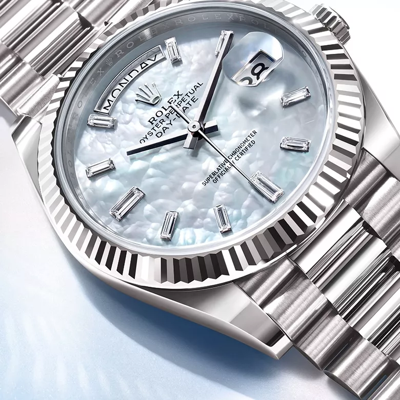 rolex new watches 2024 day date pearlized white mother of pearl portrait