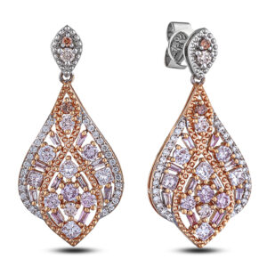 Argyle Fancy Pink and Canadian Diamond Mosaic Earrings In 18K Gold