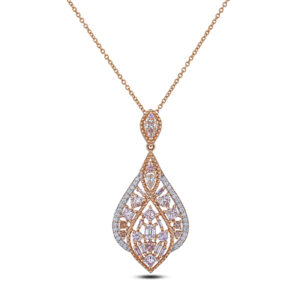 Argyle Fancy Pink and Canadian Diamond Mosaic Pendant In 18K Gold