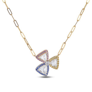 De Beers Forevermark And Canadian Diamond and Colorful Sapphire Paperclip Necklace in 18K Gold