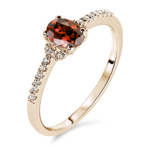 Garnet and Diamond Stackable Ring in Yellow Gold