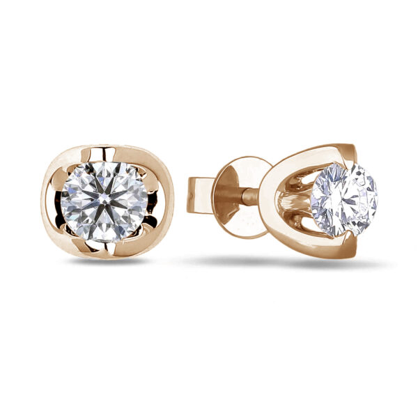 Tension Set Canadian Diamond Stud Earrings in 14K Rose Gold