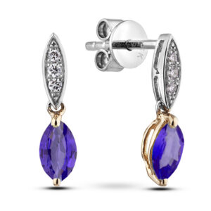 Tanzanite and Canadian Diamond Dangle Earrings in Gold