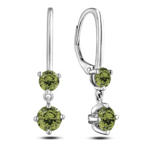 Green Sapphire and Diamond Dangle Earrings in 14K White Gold